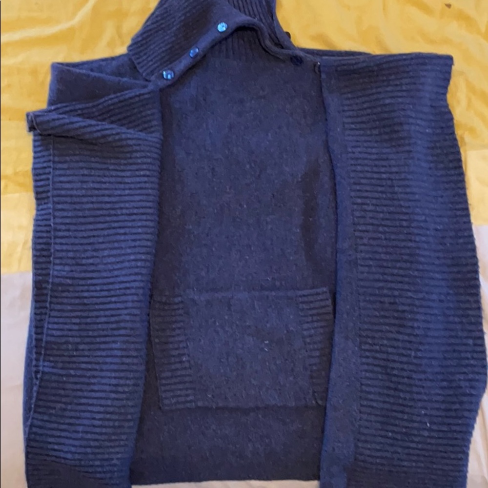 Blue sweater poncho